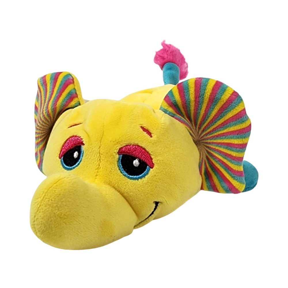 Classic Fun Cutiebeans‎ Yellow Elephant Plush Rainbow Ears Teal 8.5 Inch Toy